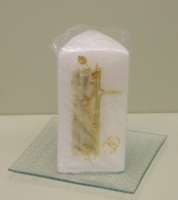 Hochzeitskerze auf Glasteller